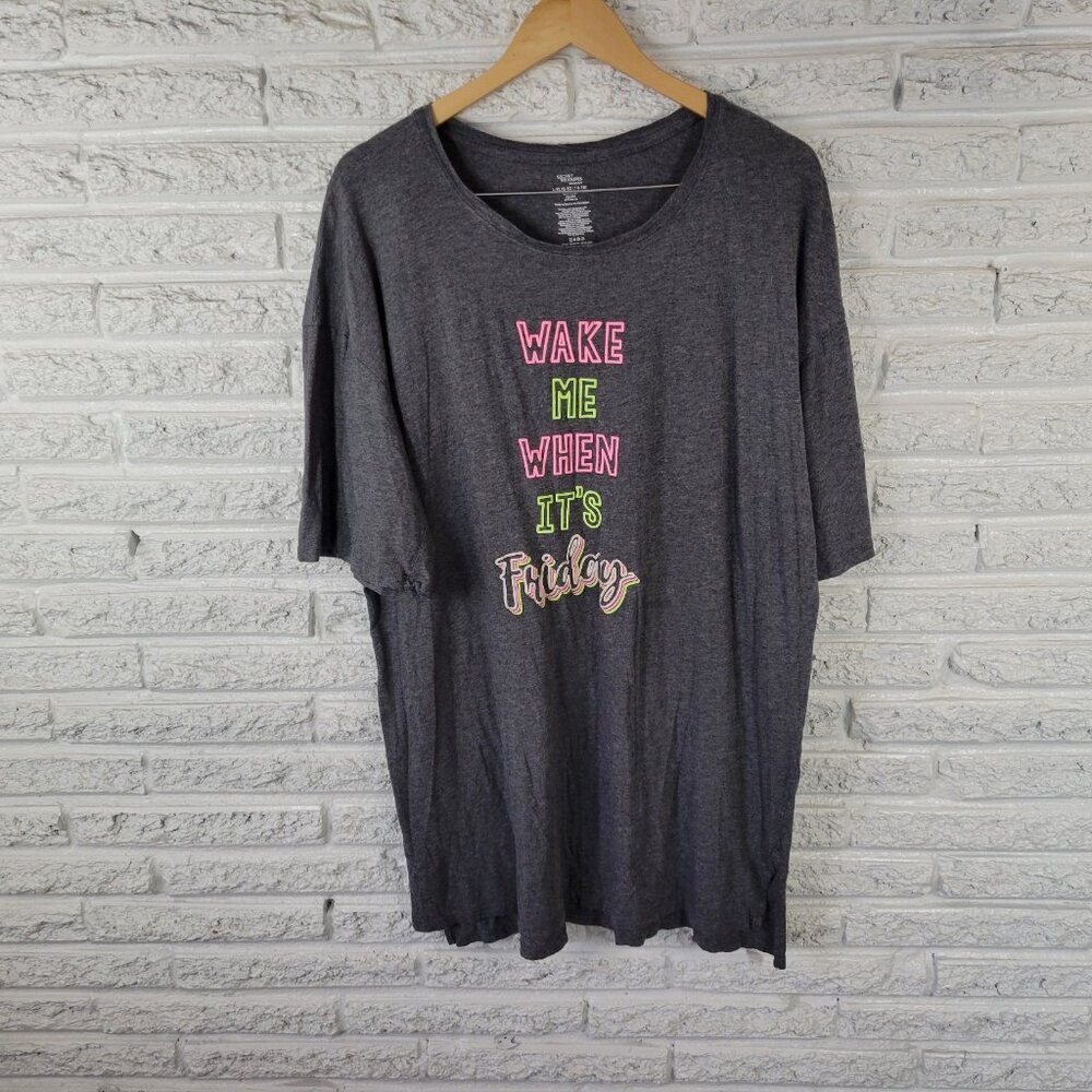Secret‎ Treasures L/XL Pajama Top Gray Soft Cotton Blend Crew Neck PJ GRA36E